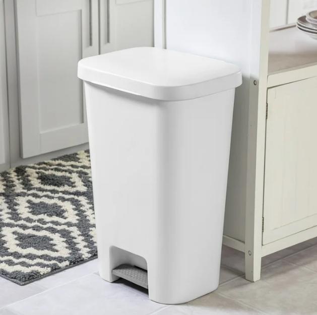 11.9 Gallon StepOn Trash Can - Plastic, Kitchen, White