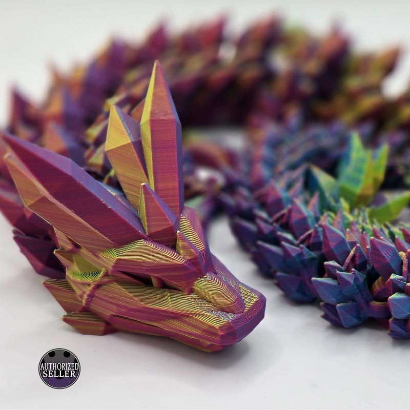 3D Printed Articulating Decorative Crystal Dragon Figurine