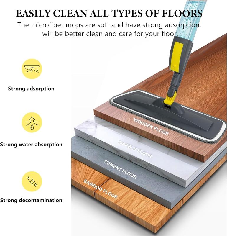 Christmas Gift Mops for Floor Cleaning, Microfiber Spray Mop with 400ml Refillable Bottle and 2 Replacement Pads Dry Wet Floor Mop for Household or Commercial Used