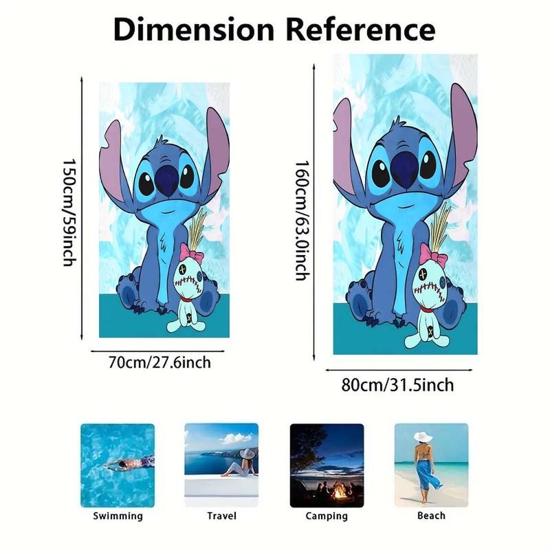 Cartoon Pattern Beach Towel, 1 Count Soft Absorbent Towel, Quick Drying Towel for Beach, Travel, Camping, Swimming Pool, Bathroom Accessories