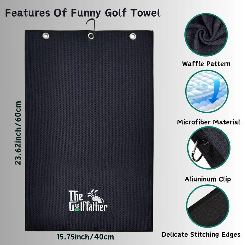 Funny Dad Golf Towel, Waffle Pattern Golf Towel with Carabiner Clip, Golf Accessories for Men, Dad, Boyfriend, Coworker