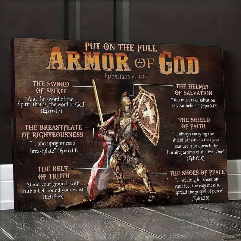 Faithed Armor Of God Wall Art, Decor For Women Men, Put On The Full Armor Of God Wall Art, Warrior Of God Poster, Jesus Christian Wall Art, No Frame