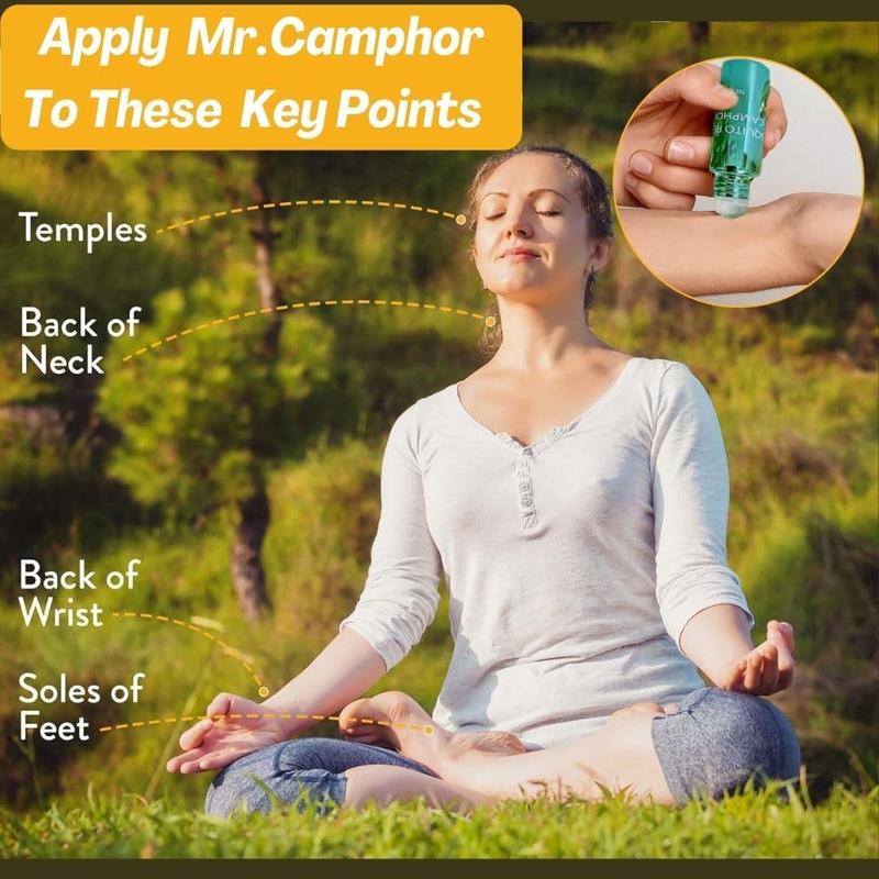 5ml Mosquito Repellent Camphor Essential Oil Roll-On, Stay Cool &Lamp Refreshing, Keep Away from Mosquito, 100% Natural Plant