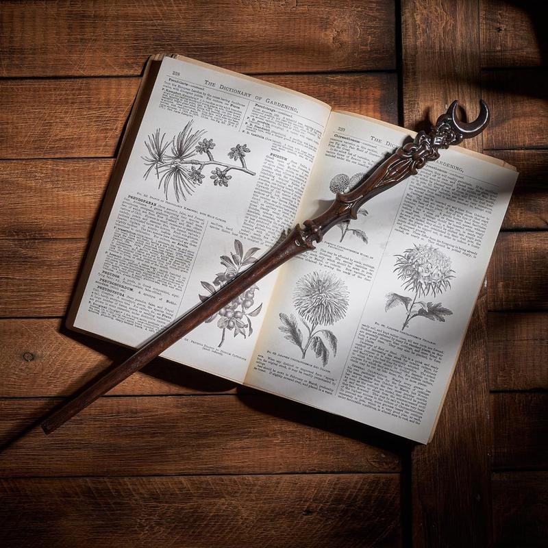 Moon Wand - Handicraftviet - Hand Carved Wooden Magic for Cosplay, Ideal for Adults & Kids, Perfect Halloween Gift - 15 inch