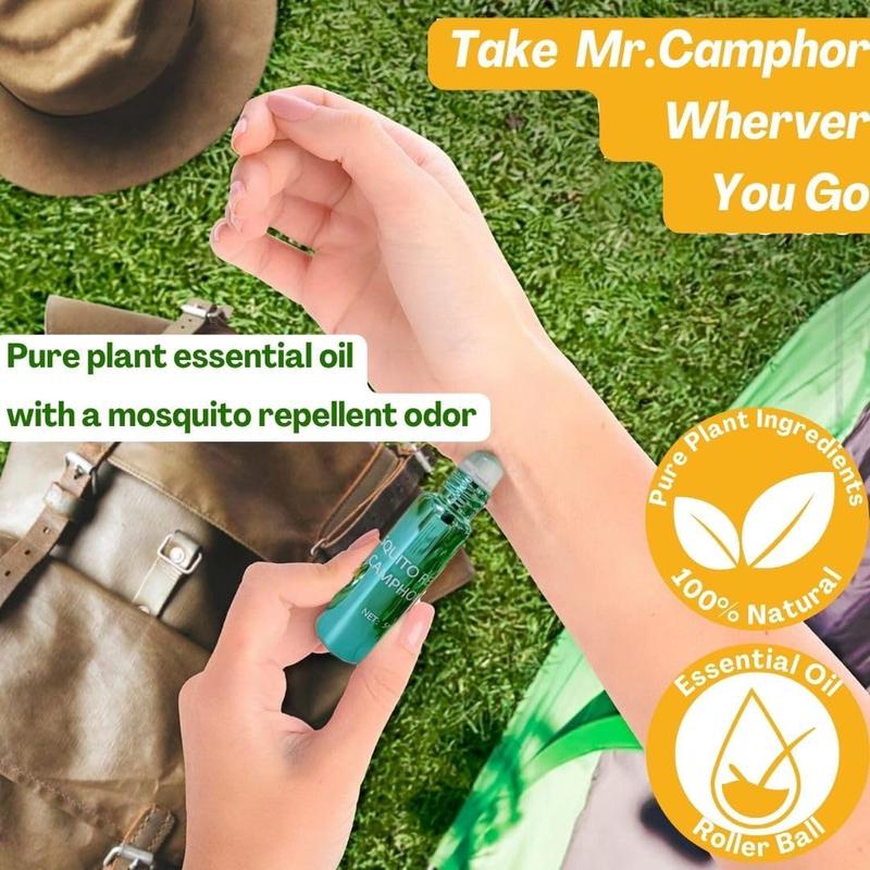 5ml Mosquito Repellent Camphor Essential Oil Roll-On, Stay Cool &Lamp Refreshing, Keep Away from Mosquito, 100% Natural Plant