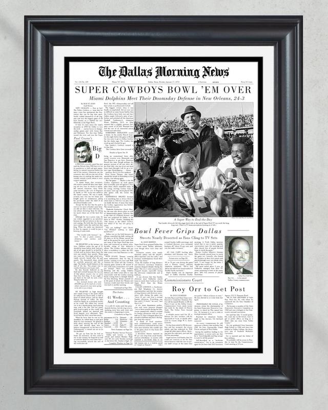 1972 Dallas Cowboys Super Bowl VI Champions Framed