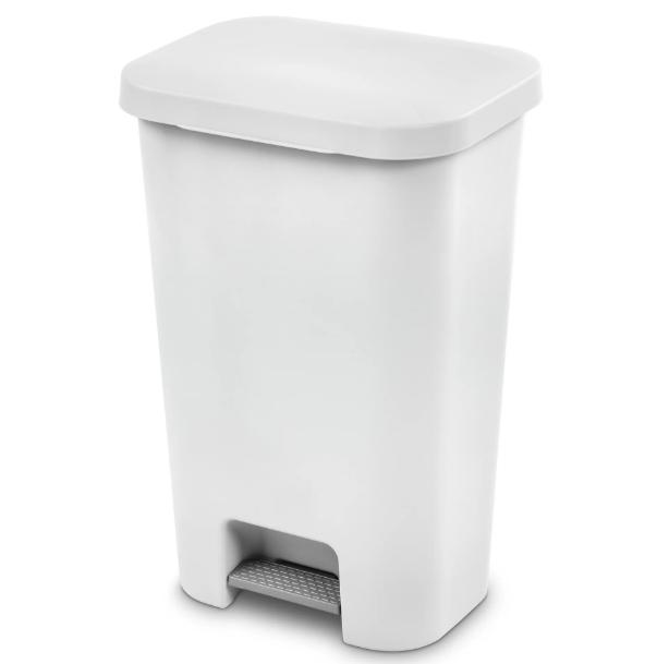 11.9 Gallon StepOn Trash Can - Plastic, Kitchen, White