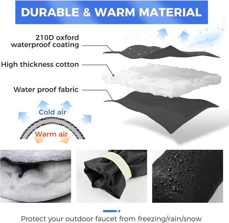 Outdoor Faucet Cover, 2 pcs Winter Freeze Protective Hose Bib Cover, Water Spigot Covers, Winter Insulated Cover Bag, mULTIPLE uSES