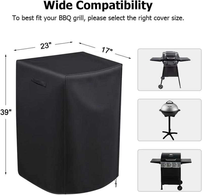 Electric Grill Cover for 40in Vertical Smoker, Masterbuilt, Charbroil, Dyna Lightweight Waterproof Drawstring