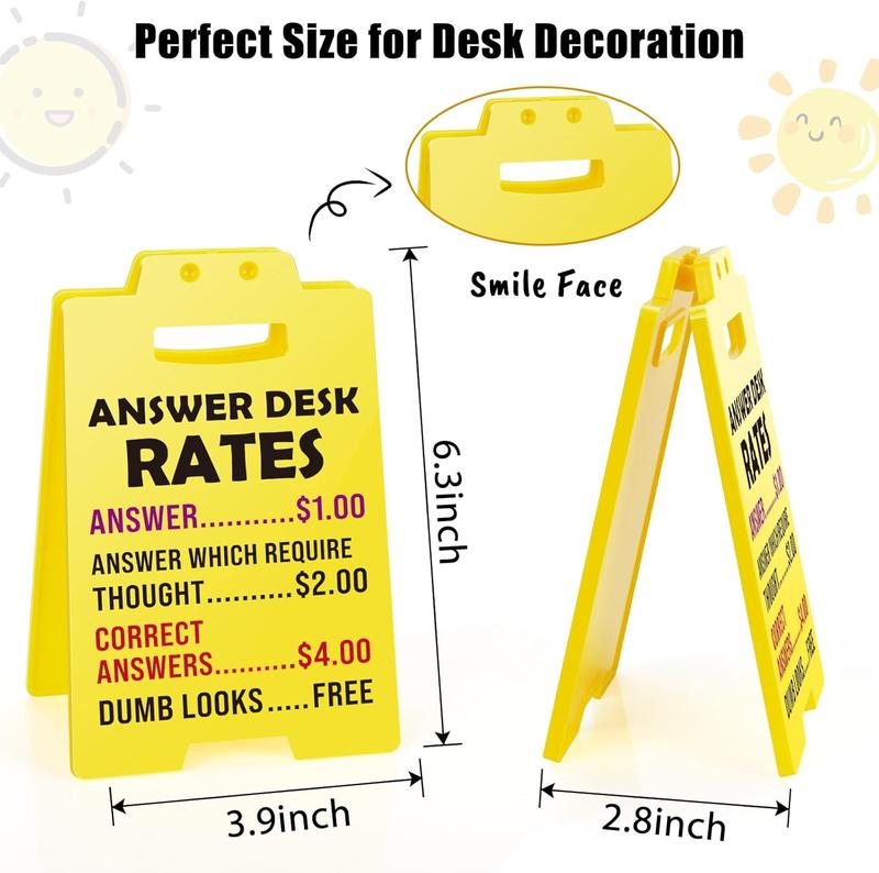 Funny Team Office Gifts - Answer Desk Rates Funny Desk Sign, Gag Fun Gift for Coworker Teammate Employee Boss, Office Desk Sign Cubicle Decor for Birthday Christmas White Elephant Gifts