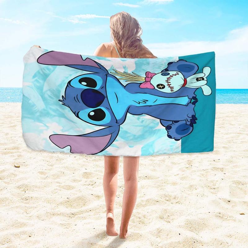 Cartoon Pattern Beach Towel, 1 Count Soft Absorbent Towel, Quick Drying Towel for Beach, Travel, Camping, Swimming Pool, Bathroom Accessories