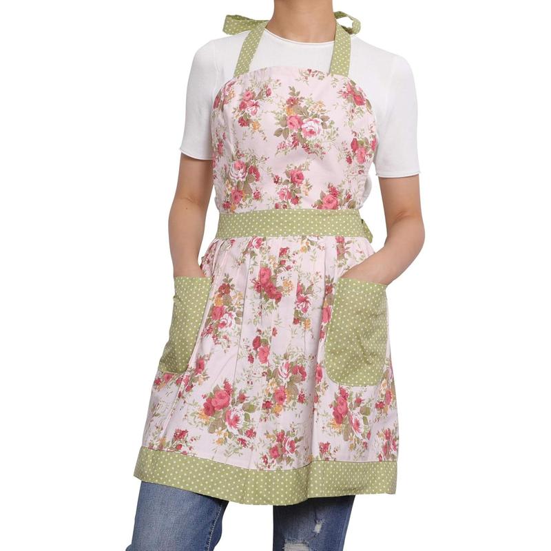 Kitchen Aprons for Women with Pockets, Cooking Aprons for Women, Floral Cotton Aprons for Women