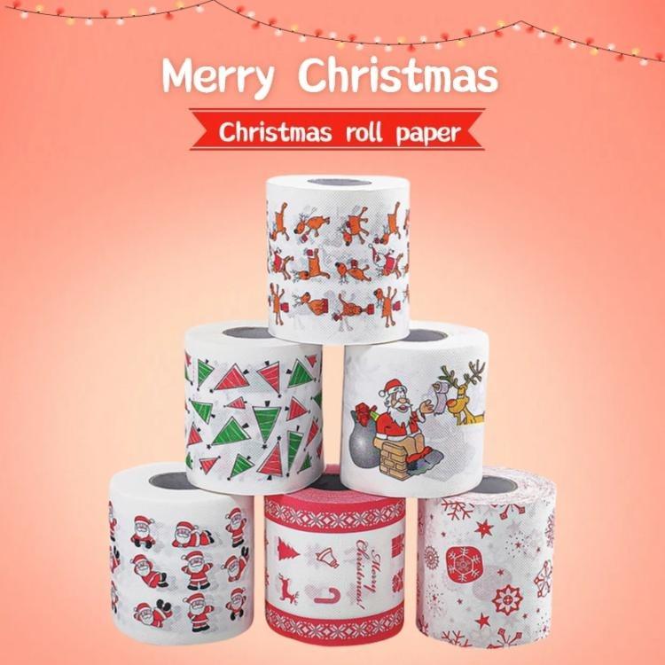 Christmas themed toilet paper decoration, 6 styles - Fun toilet paper suitable for the elderly - Suitable for holiday Christmas party gifts