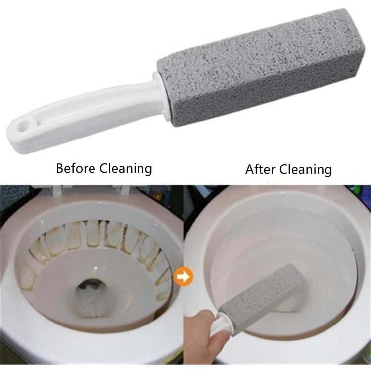 Pumice Cleaning Stone with Handle Toilet Bowl Cleaner Hard Water Ring Remover for Bath Pool Kitchen Household Cleaning Brush Plastic