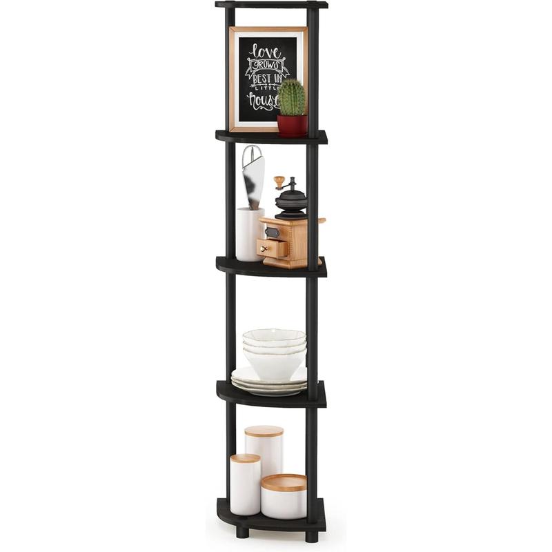 5 Tier Corner Display Rack Multipurpose Shelving Unit, 1-Pack, Espresso Black