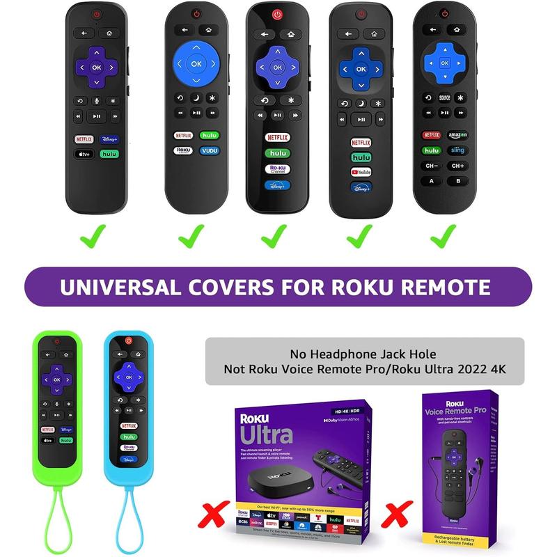 [3Pack] Remote Case Cover Compatible with TCL Hisense Roku TV |Sharp Roku TV | Roku Express 4K+,Glow in The Dark Makes It Easy To Find