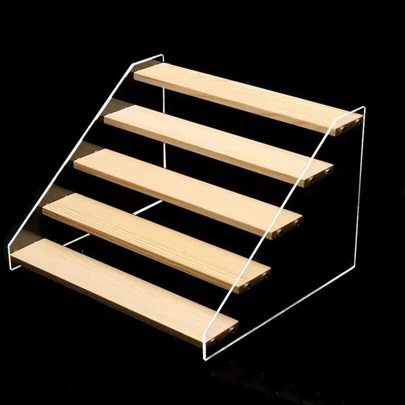 Wooden Step Display Rack, 1 Count Multi Layer Acrylic Display Stand, Desktop Display Rack for Perfume, Lipstick, Jewelry, Doll, Home Organizer