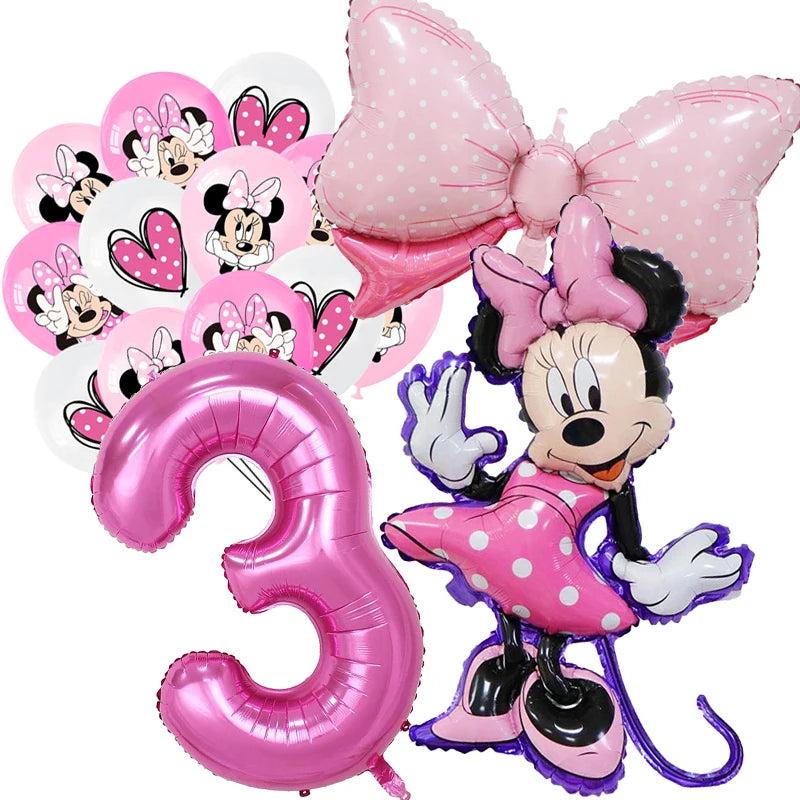 Minnie Mouse 1st Foil Balloons Party Supplies Girls Birthday Party Decorations Globes Latex Balloons Great for Girls Baby Shower