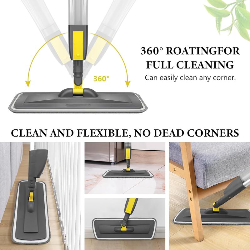 Christmas Gift Mops for Floor Cleaning, Microfiber Spray Mop with 400ml Refillable Bottle and 2 Replacement Pads Dry Wet Floor Mop for Household or Commercial Used