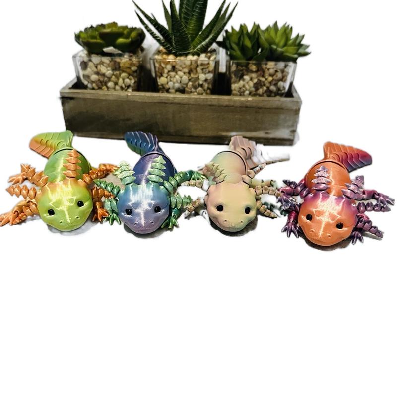 Regular 3D Figurine  - Fully Articulated - Multicolored Variations- 7 Inch Axolotl - Desk Ornament - Gift Idea - 3D Printed