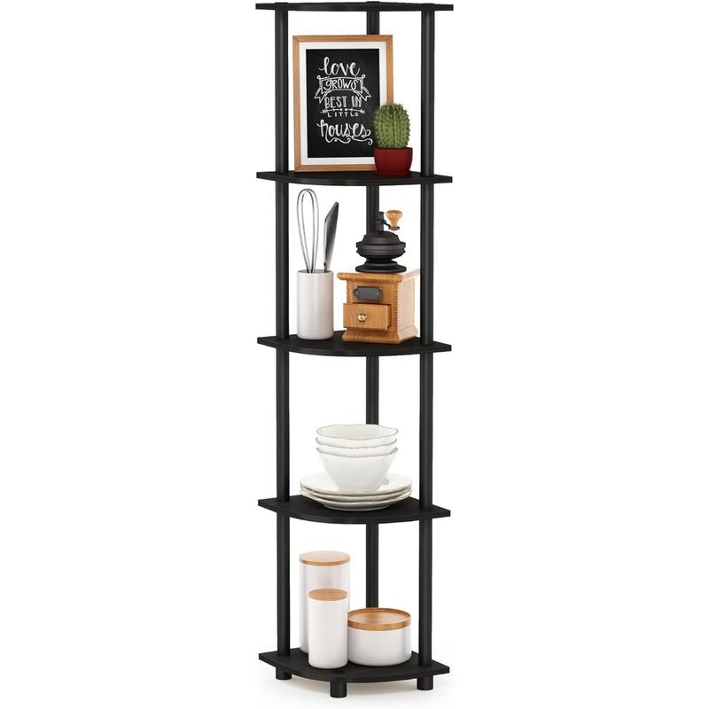 5 Tier Corner Display Rack Multipurpose Shelving Unit, 1-Pack, Espresso Black