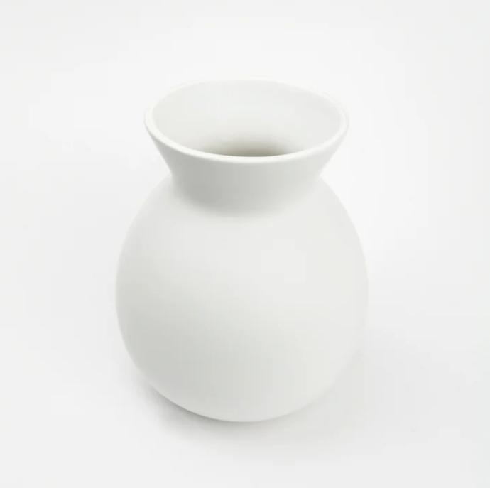 6.75in x 8in Solid White Finish Ceramic Vase - Perfect for Home Decor