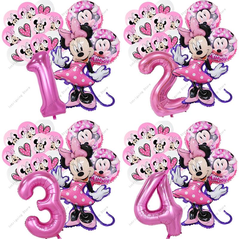 Minnie Mouse 1st Foil Balloons Party Supplies Girls Birthday Party Decorations Globes Latex Balloons Great for Girls Baby Shower