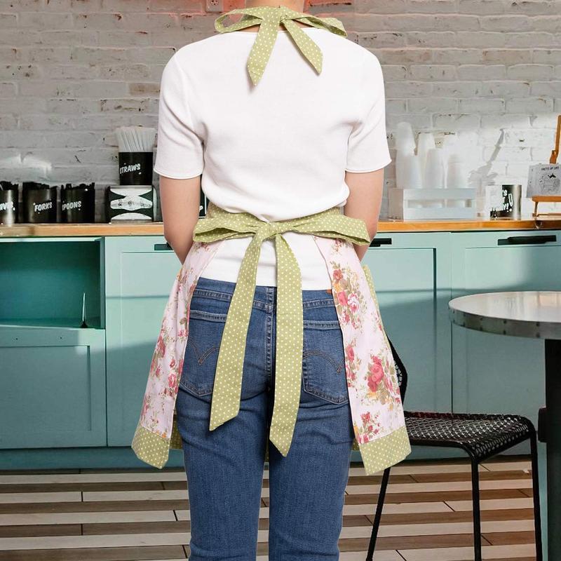 Kitchen Aprons for Women with Pockets, Cooking Aprons for Women, Floral Cotton Aprons for Women