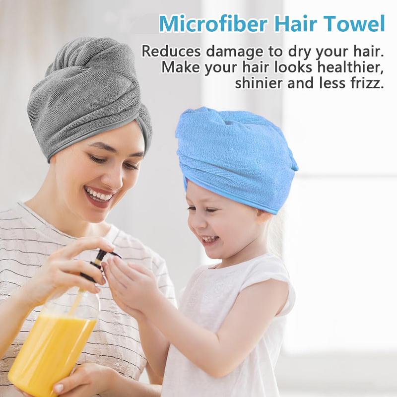 Microfiber Hair Towel Wrap, 2 Pack Hair Turbans, Super Absorbent Quick Dry Hair Towel Wrap for All Hair Types Anti Frizz, 26