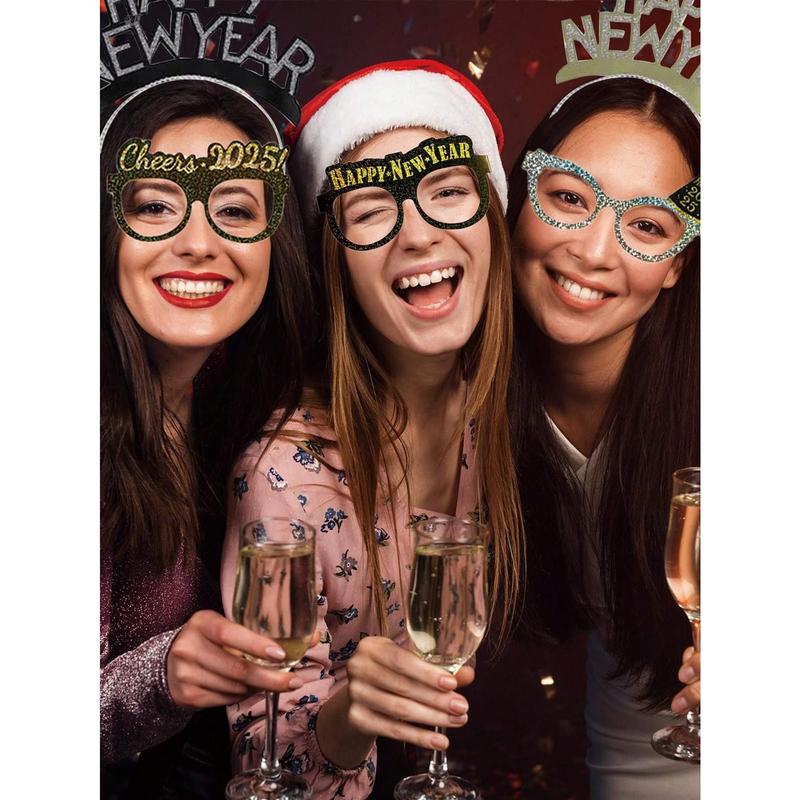 Winter Gift Shop  6pcs 36pcs New Years Eve Party Supplies 2025,Happy New Year Headband ,Glasses,Noise Makers Party Favors New Year Decorations,Photo Props,Party Supplies.