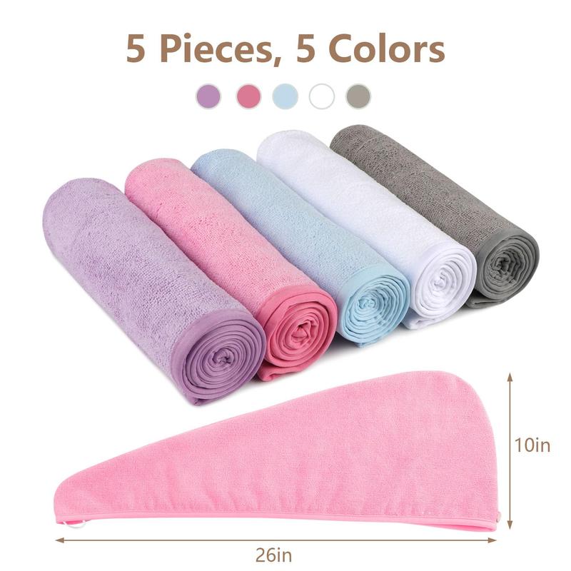 Microfiber Hair Towel Wrap, 2 Pack Hair Turbans, Super Absorbent Quick Dry Hair Towel Wrap for All Hair Types Anti Frizz, 26