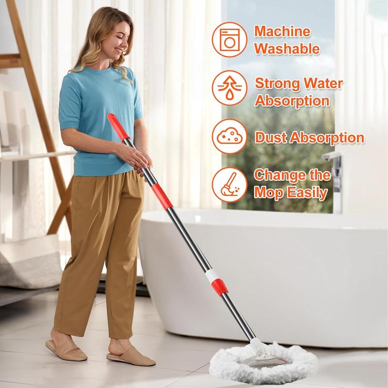 Spin Mop and Bucket with Wringer Set, Spin Mop Bucket System with 6 Microfiber Mop Replacement Heads and Floor Brush for Floor Cleaning