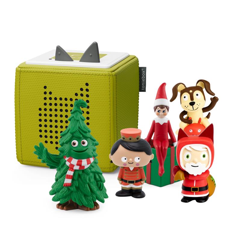 Tonies Holiday Bundle Starter Set with Green Toniebox and 5 Tonies! Includes Santa Creative Tonie, Elf on The Shelf, Piney: The Lonesome Pine, Nutcracker, and Playtime Puppy | Charger Included