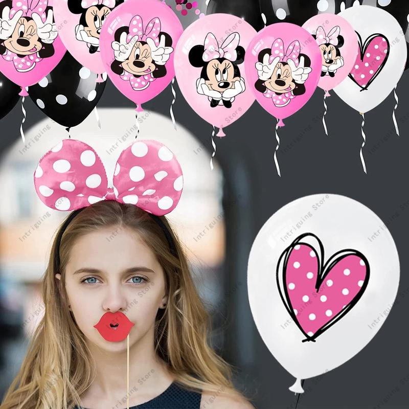 Minnie Mouse 1st Foil Balloons Party Supplies Girls Birthday Party Decorations Globes Latex Balloons Great for Girls Baby Shower