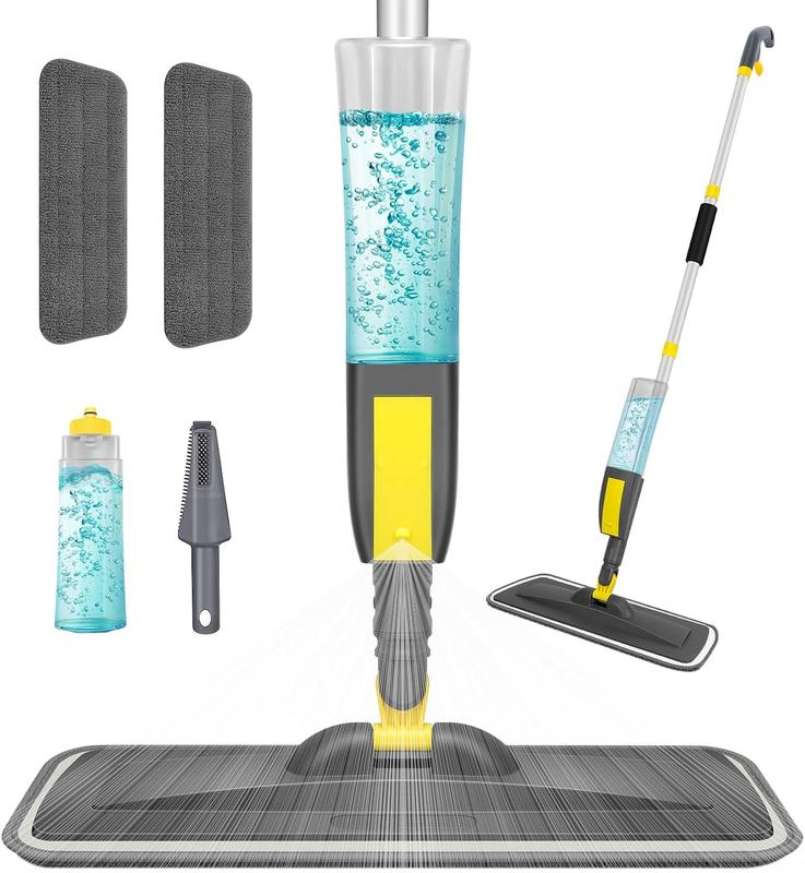 Christmas Gift Mops for Floor Cleaning, Microfiber Spray Mop with 400ml Refillable Bottle and 2 Replacement Pads Dry Wet Floor Mop for Household or Commercial Used