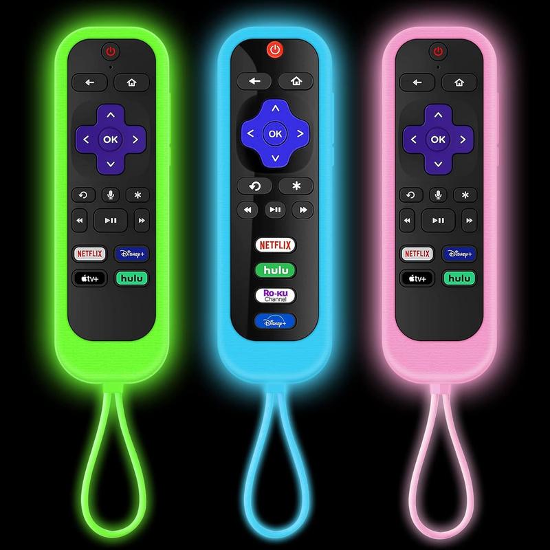 [3Pack] Remote Case Cover Compatible with TCL Hisense Roku TV |Sharp Roku TV | Roku Express 4K+,Glow in The Dark Makes It Easy To Find