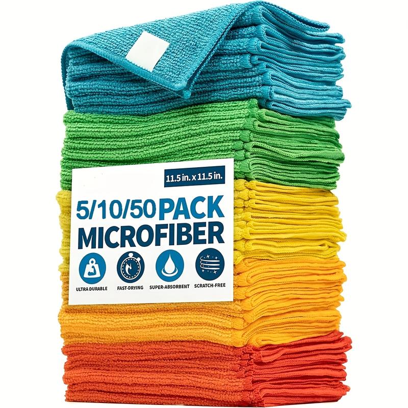 5  10  50pcs, Microfiber Cleaning Cloth, Dishwashing Cloth, Multifunctional Cleaning Towel, Household Rag, Kitchen Bathroom Cleaning Towel, Durable Absorbent Towel, Easily Remove Stains And Grease, Cleaning Supplies, Cleaning Gadgets