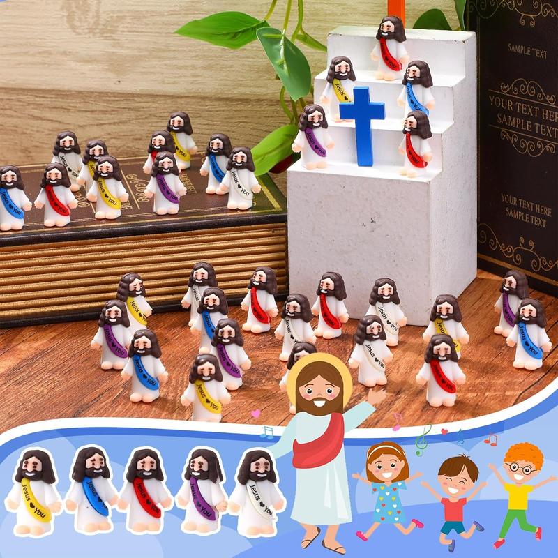 25 Pcs Little Jesus Figures Original Design Jesus Love You Mini Rubber Jesus Toys to Hide and Seek Religious Party Favors Sunday School Baptism