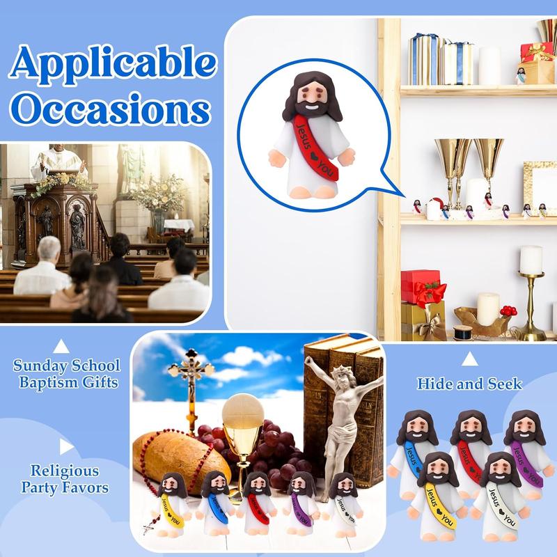 25 Pcs Little Jesus Figures Original Design Jesus Love You Mini Rubber Jesus Toys to Hide and Seek Religious Party Favors Sunday School Baptism