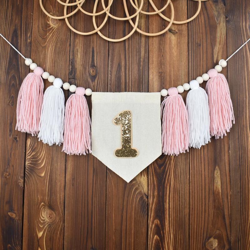 1st Birthday Banner, 1 Count Boho Style Tassel Decor Banner, Birthday Party Decoration Supplies for Girls & Boys, Party Supplies