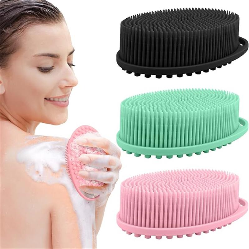 3 Pack Silicone Body Scrubber, Exfoliating Body Scrubber Soft Silicone Loofah Body Scrubber Fit for Sensitive and All Kinds of Skin Clean and Sanitary