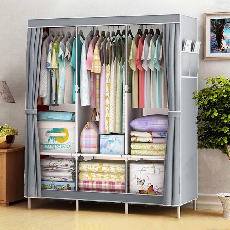 HONEIER Portable Closet Storage Organizer Clothes Wardrobe Shoe Clothing Rack Shelf Dustproof Non-woven Fabric, Quick and Easy to Assemble