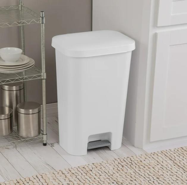 11.9 Gallon StepOn Trash Can - Plastic, Kitchen, White