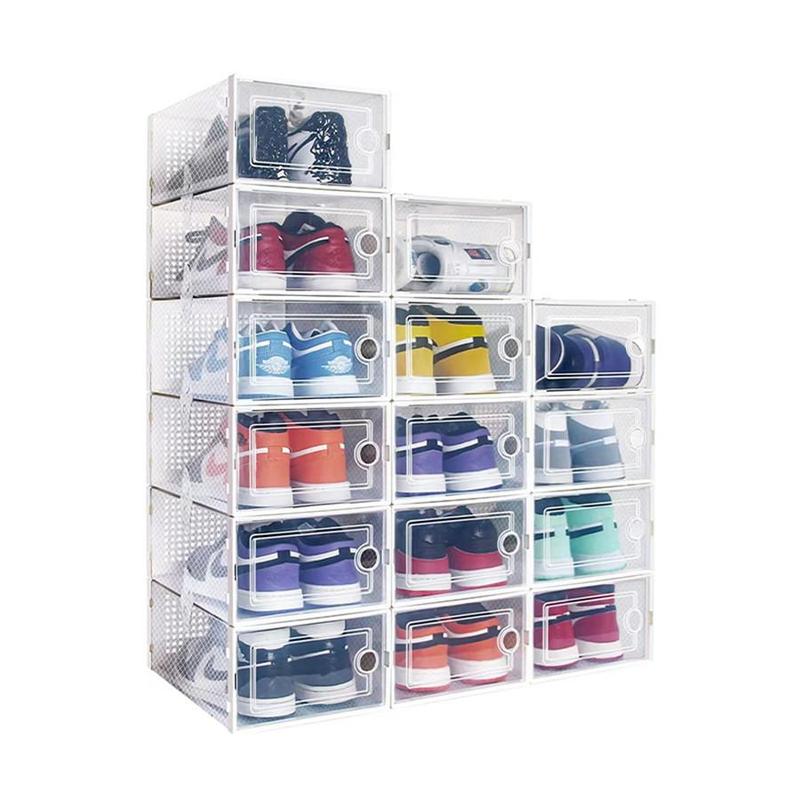 Foldable Shoe Box, 12counts set Clear Shoe Storage Box, Shoe Organizer for Home Living Room Bedroom