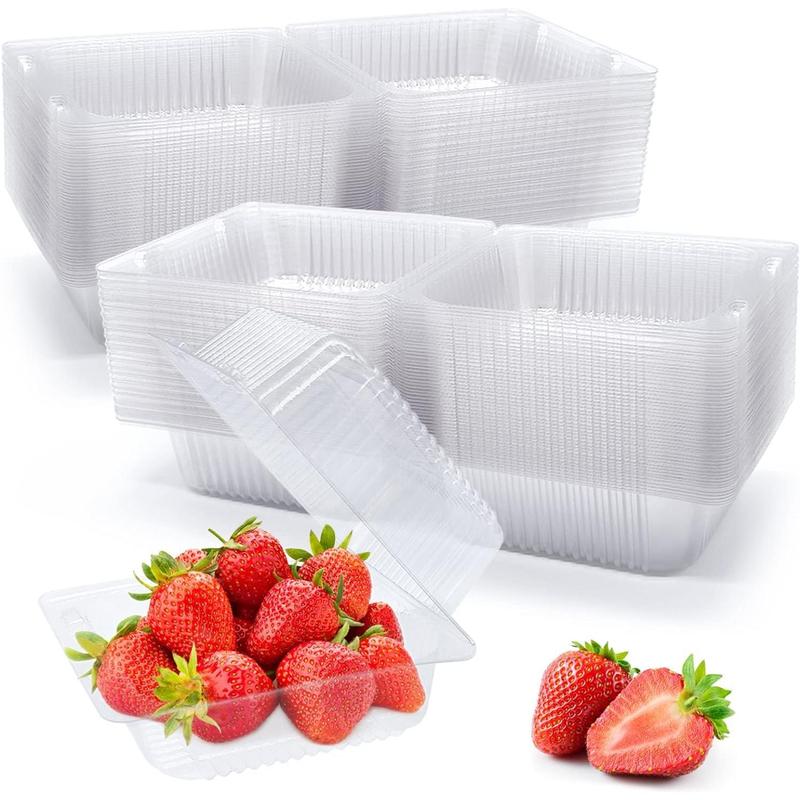 100 Pack Clear Plastic Take Out Container, Square Hinged Food Container, Dessert Clamshell Containers with Lids for Hamburgers, Cakes, Sandwiches, Pasta, Chips Disposable