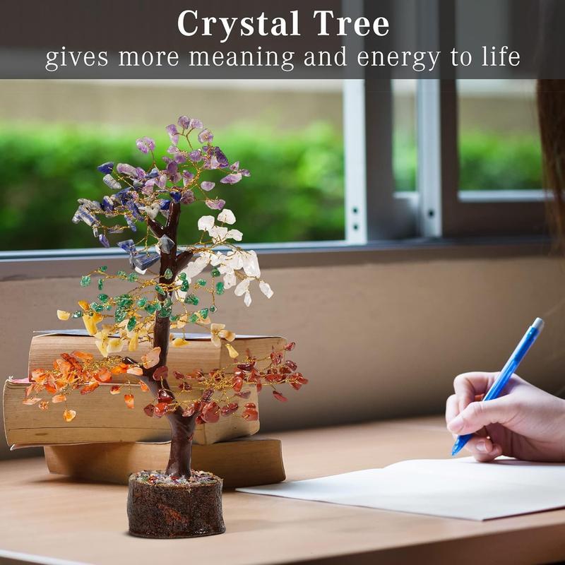 Crystal Tree of Life-Bring You Good Luck Birthday Gift, 7 Chakra Healing Crystal Tree, Home Decor, Office Desk Decor, Living Room Decor, Handmade Bonsai Tree for Positive Energy, Money, Gifts for Women, Best Gift for Christmas crystal tree