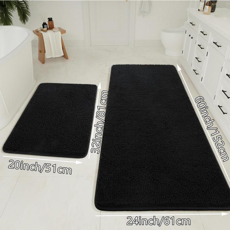 Bathroom Mat Set, 2 Counts set Soft Non-slip Bath Rug, Rectangular Mat, Water Absorbent Floor Mat for Bathroom, Tub