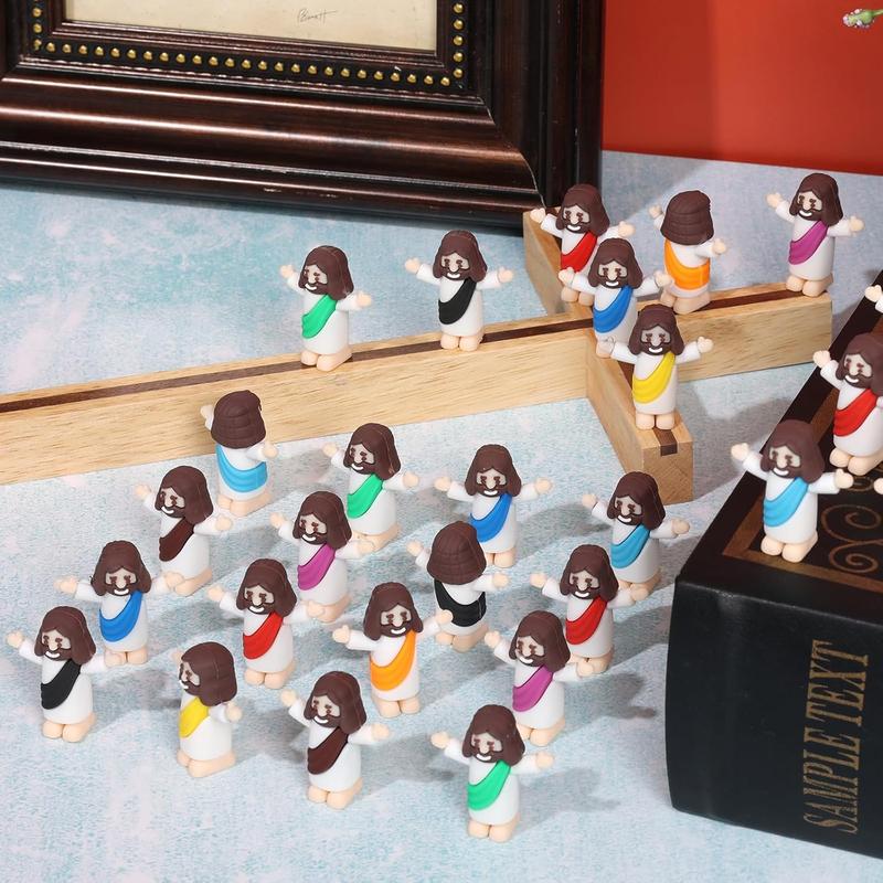 50 count Mini Jesus Figurines Bulk, Multi-Colors Little Jesus Figures for Hide and Seek Classic Religious Gifts, Sunday School Baptism Giveaways, Easter Party Supplies