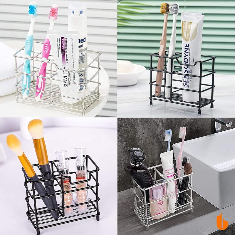 Urbanstrive 304 Stainless Steel Bathroom Toothbrush Holder Toothpaste Holder Stand Bathroom Accessories Organizer, Black Urbanstrive