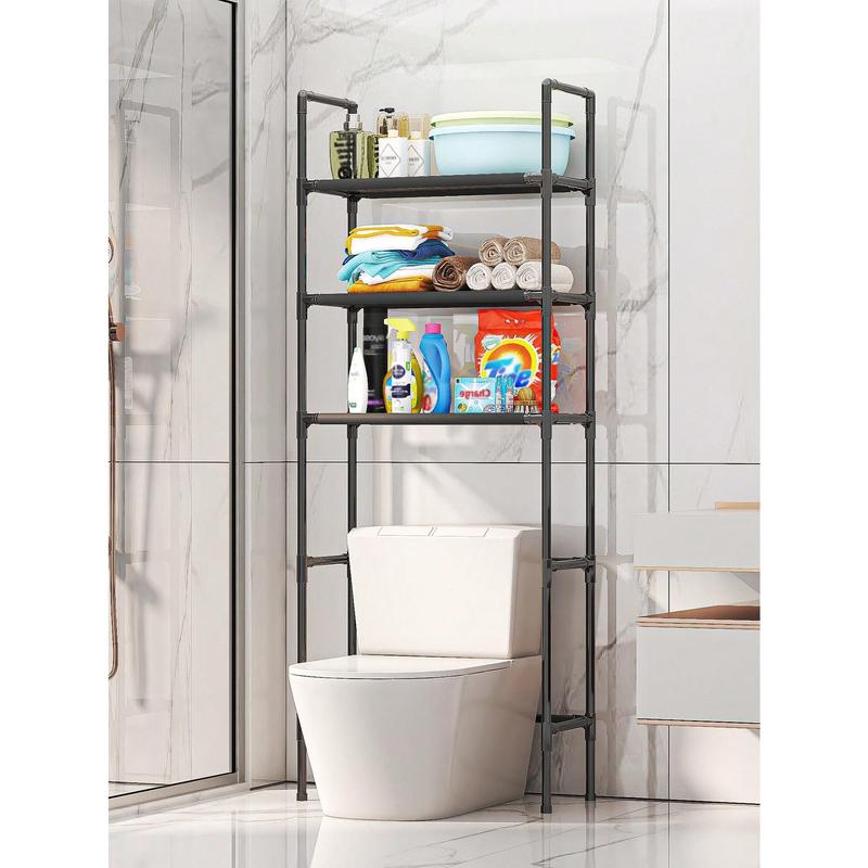 3-Layer Black Bathroom Storage Rack – Floor-Standing Toilet Rack with Basin Shelf, Space-Saving Organizer for Bathroom Essentials